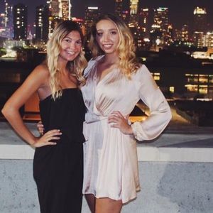 Bardot champagne silk dress